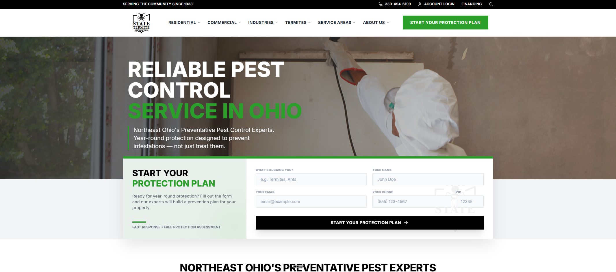 State Termite modernized website homepage